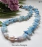 Artisan AA Brazilian Aquamarine, Opal & Baroque Pearl Necklace  - Image 3