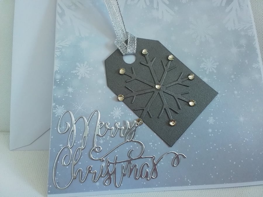 Handmade christmas card. Gift tag. Snowflake. Ref471