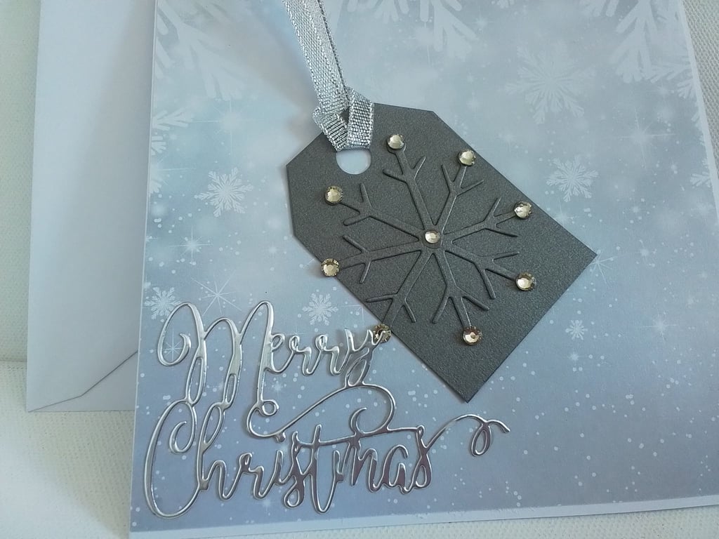 Handmade christmas card. Gift tag. Snowflake. Ref471
