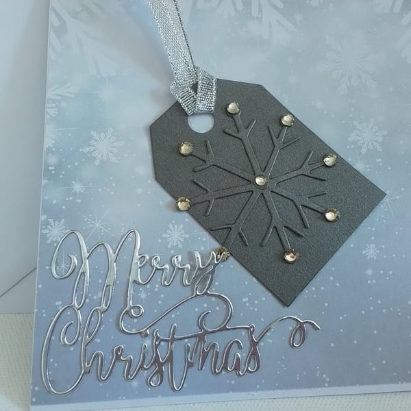 Handmade christmas card. Gift tag. Snowflake. Ref471