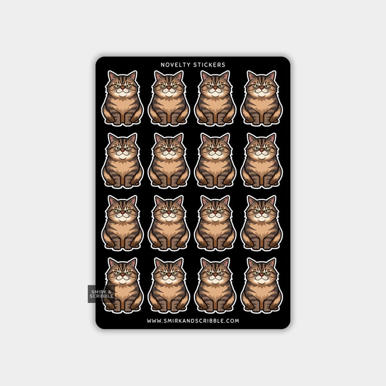 Funny Vinyl Sticker Sheet For Adults - Cat