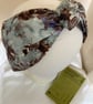 Imogen - Pale Blue & Brown Print 40s Style Wide Turban Headband - Image 3