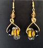 3D Lampwork Glass Bee Gold Plate Dangle Earrings - Image 4