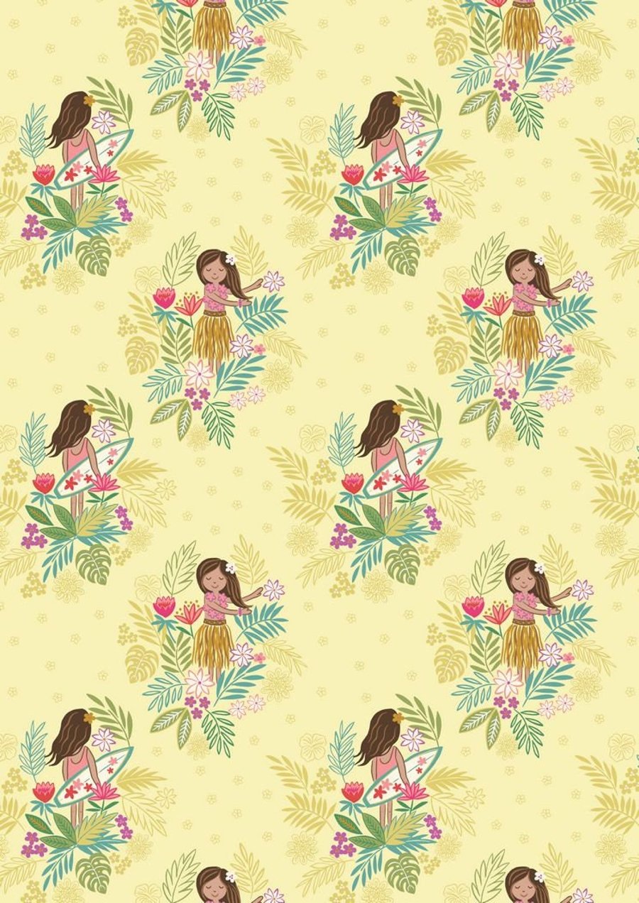Fat Quarter Island Girl Polynesian Look Sunshine 100% Cotton Quilting Fabric