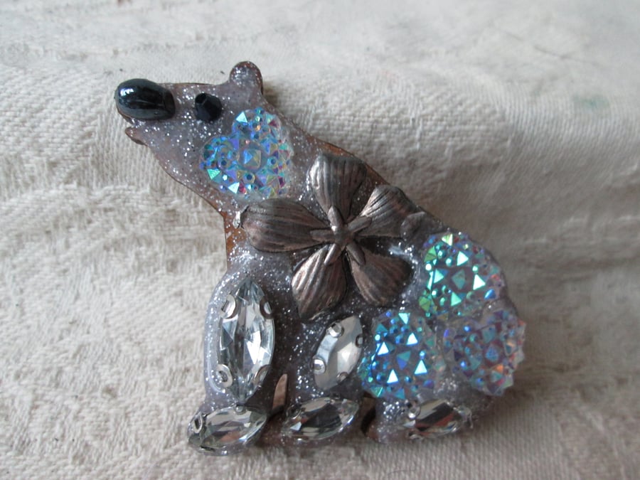 Mosaic Polar Bear Brooch