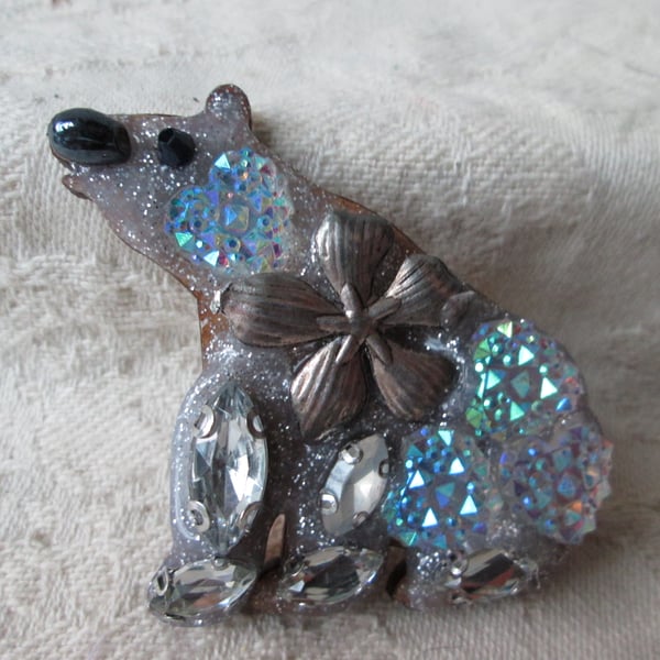 Mosaic Polar Bear Brooch
