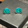 Black Opal Inlay Sterling Silver Earrings