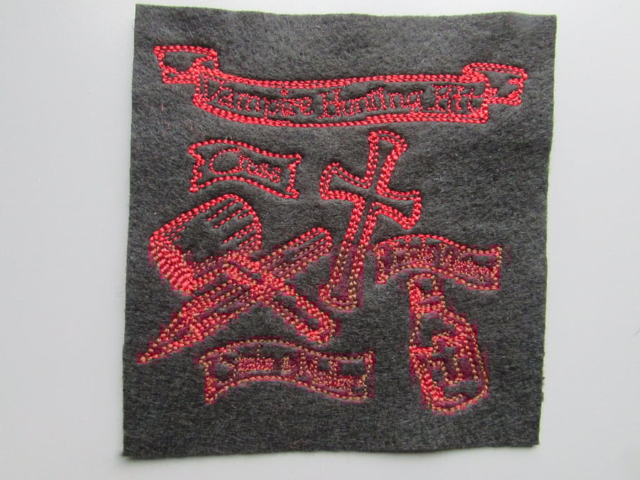 Vampire Hunting Kit Embroidered Sew on Applique Patch