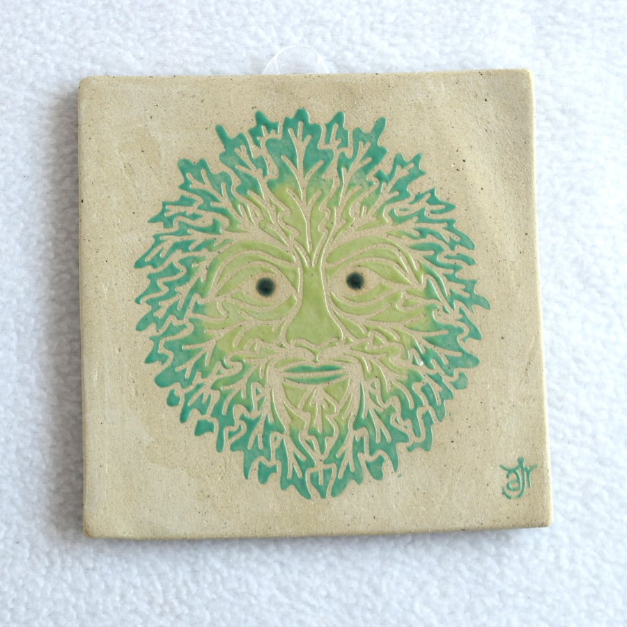 WP15 Wall plaque tile Green Man picture