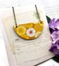 Yellow and white Chrysanthemum statement necklace Japanese inspired - Image 8