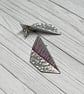 Aluminium Stud Earrings - Lightweight Folded Geometric Shape Hammer Texture Pink - Image 4