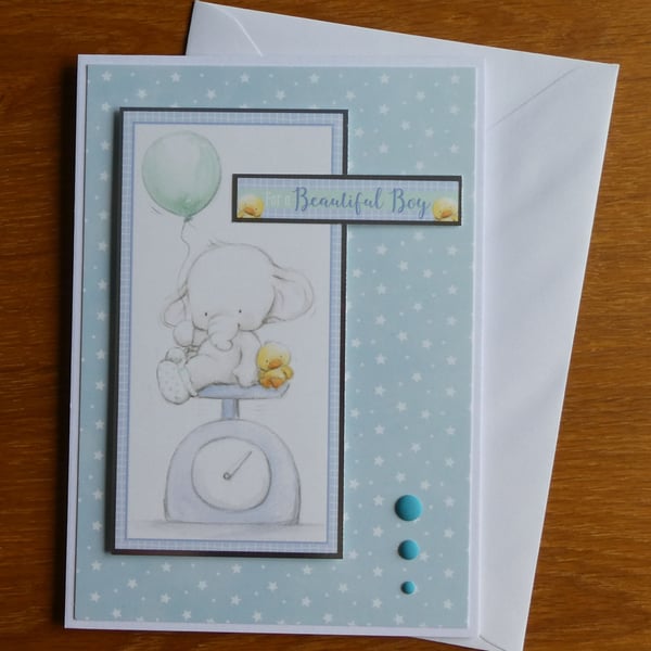 New Baby Boy Card - Blue Elephant 