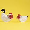 Pair of decorative recycled chicken ornaments - Sussex