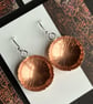 Copper bowl dangle earrings with sterling silver hooks.