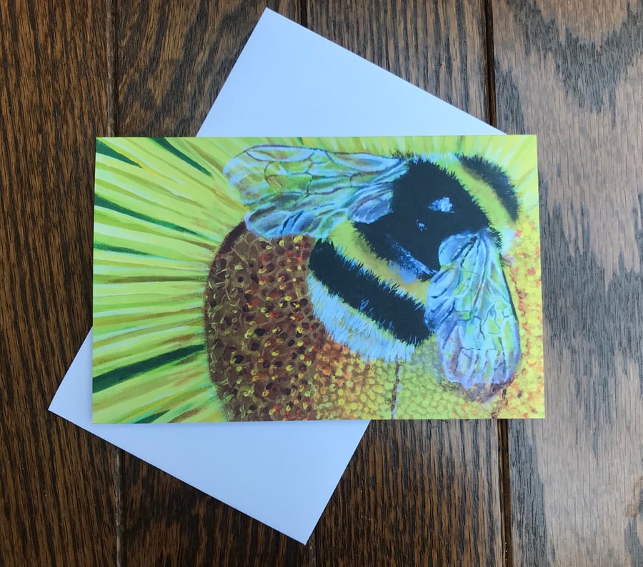Bee greeting card by UK artist Janet Bird