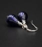Murano midnight blue sterling silver and Venetian glass small teardrop earrings