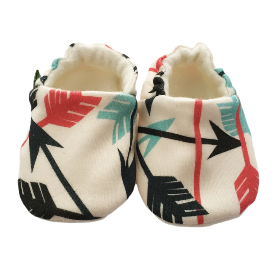Baby Shoes Coral & Mint ARROWS Organic Kids Slippers Pram Shoes GIFT IDEA 0-9Y
