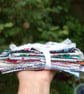Upcycled slow stitching kit includes fabric,  lace, ribbon