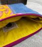 Embroidered Roundelay cotton and denim patchwork pouch one of a kind - Image 6
