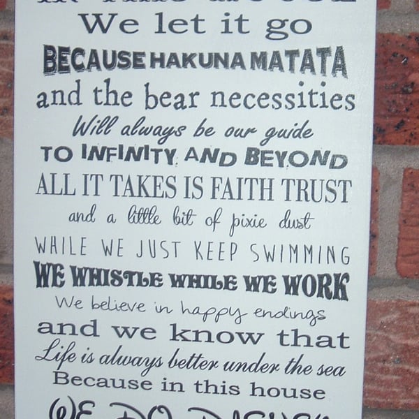 shabby chic vintage in this house we let it go disney quote sign plaque