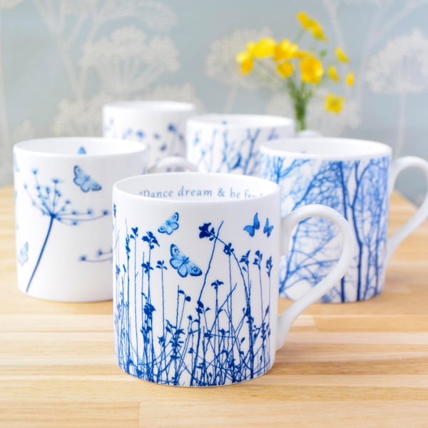 Set of 4 Fine Bone China Mugs, Mug Set UK, Coffee mug, Hot Chocolate mug