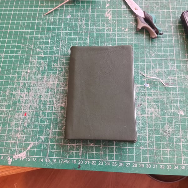 Leather notebook about a6 imperfectly made unlined pages dark green