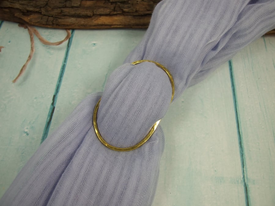 Hammered Brass Scarf Ring, Artisan Buckle for Medium Weight Scarf