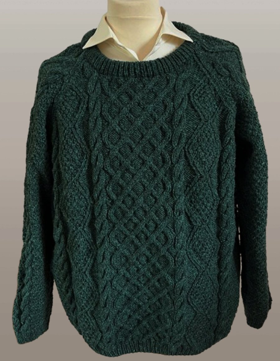 Hand Knitted Aran Jumper - Chest Size 112-117cms (44-46")