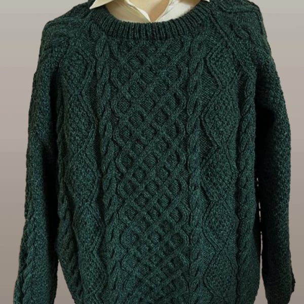 Hand Knitted Aran Jumper - Chest Size 112-117cms (44-46")