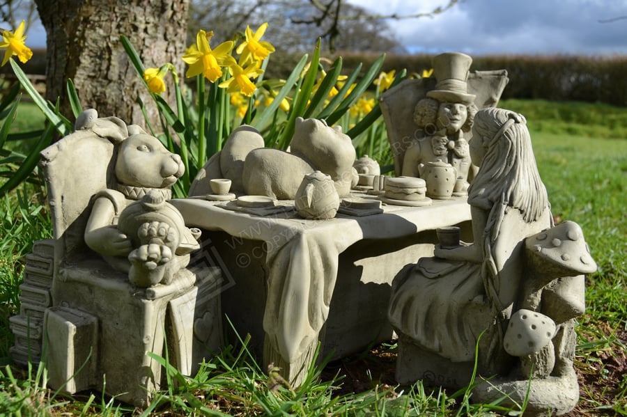 Alice in Wonderland Tea Party Set Stone Garden Ornaments
