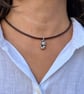 Women's leather necklace, Cat pendant, Minimalist necklace - Image 2