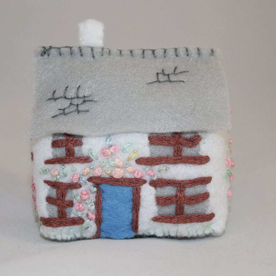 Rose Cottage - Embroidered Pin Cushion