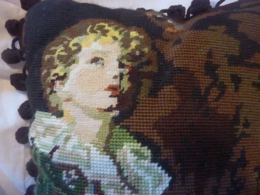 Unique Vintage Hand Sewn Wool Tapestry Cushion Bubbles By Millais