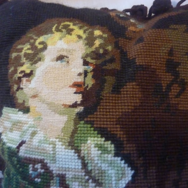 Unique Vintage Hand Sewn Wool Tapestry Cushion Bubbles By Millais