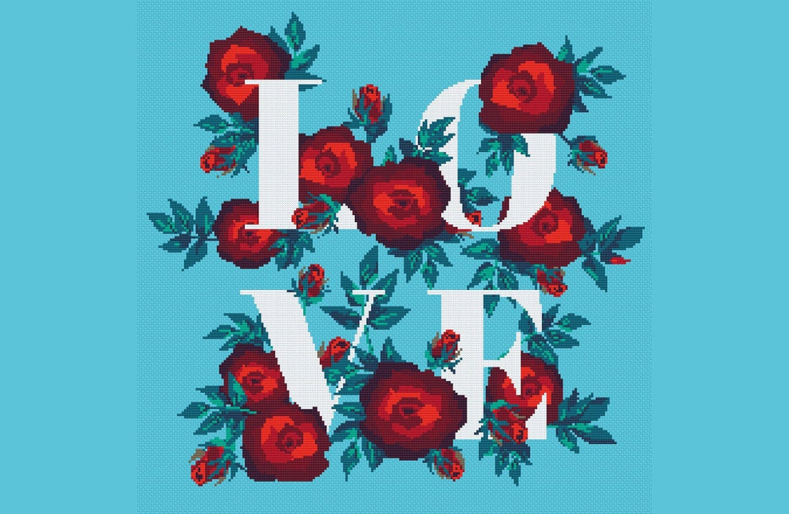 126 - Love Roses - Valentine - Cross Stitch Pattern