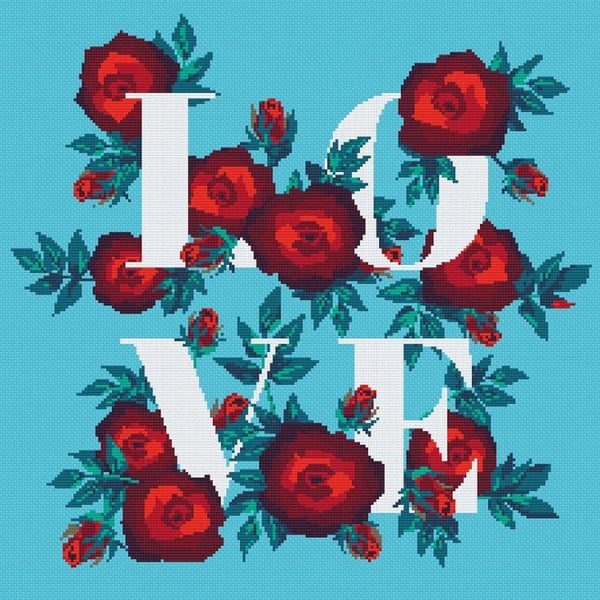 126 - Love Roses - Valentine - Cross Stitch Pattern