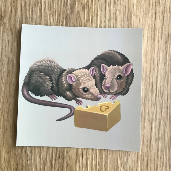 Rats Square Post card Print
