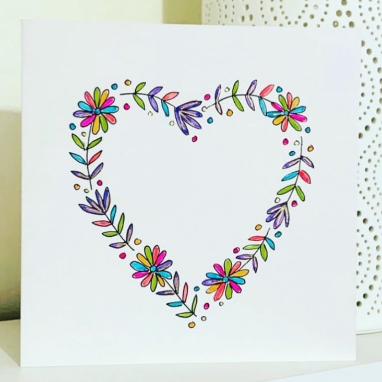 Hearts and flowers card