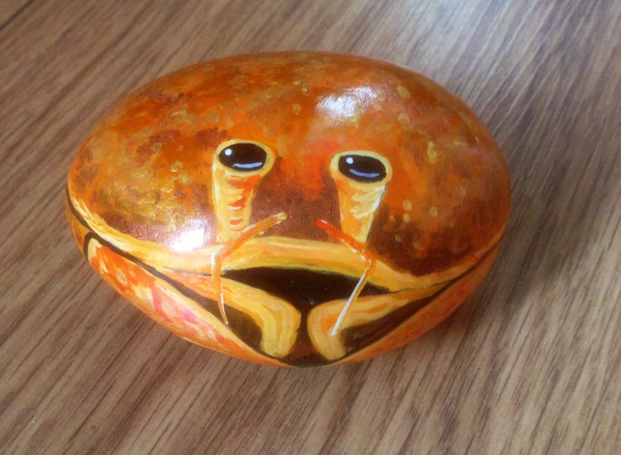 Crab hand painted on rock