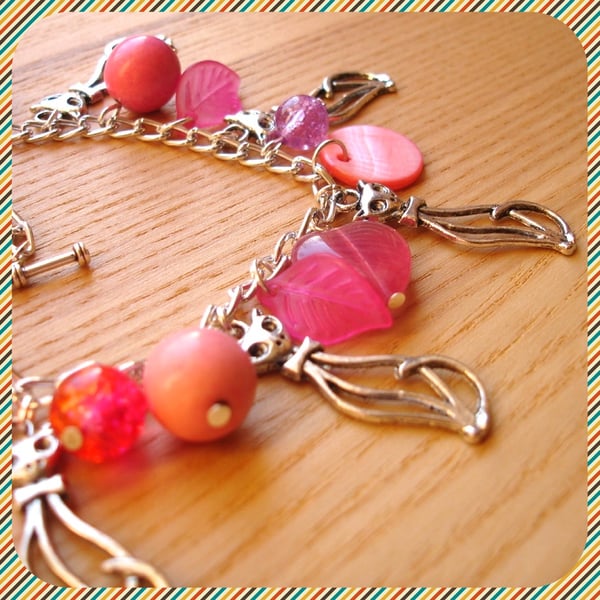 Pink Kitties Charm Bracelet