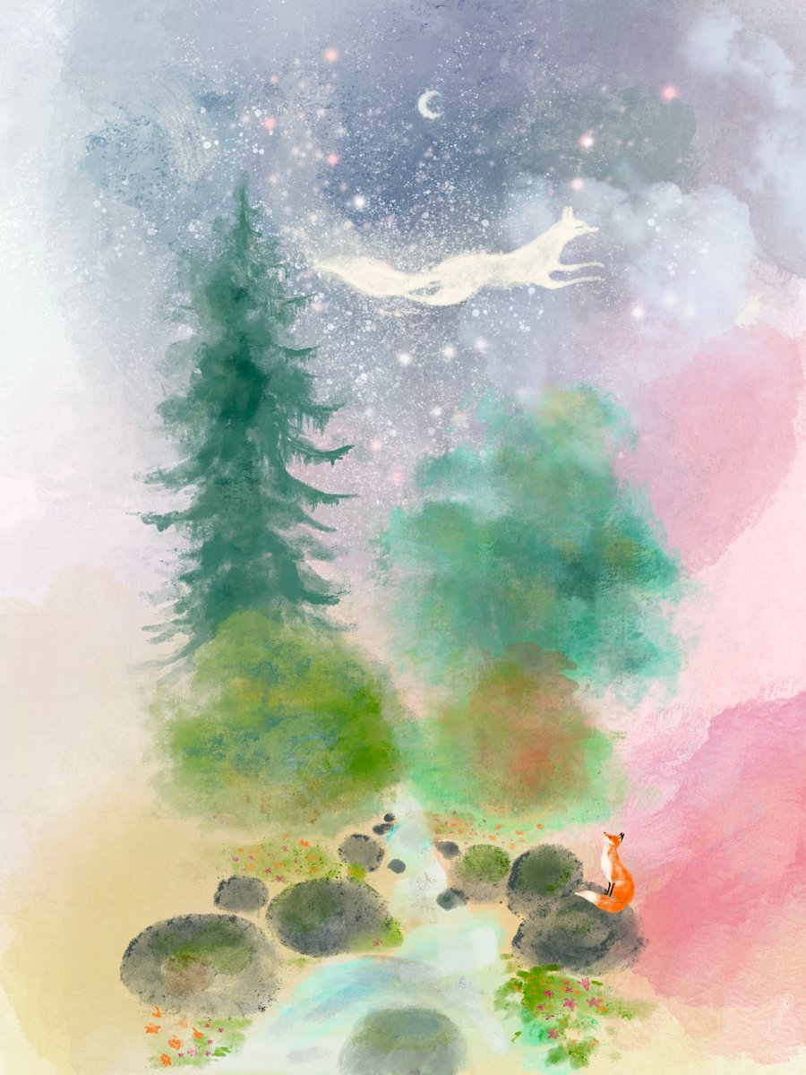 Wildlife Art Print, Magical Foxes