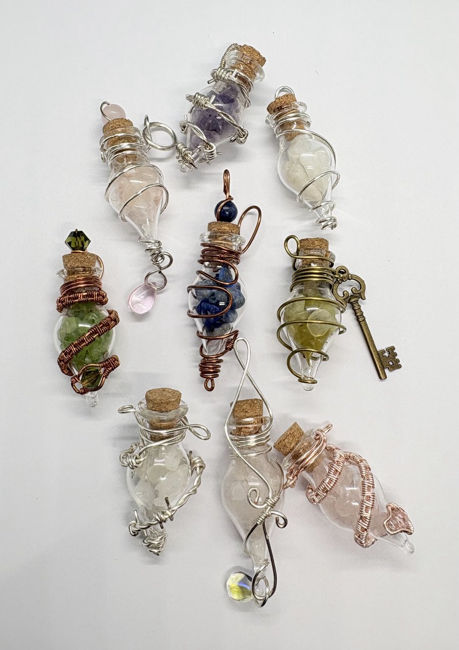 Mini Glass vial filled with semi-precious stones part 2