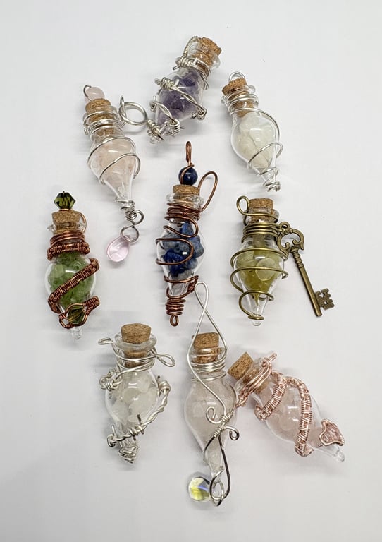 Mini Glass vial filled with semi-precious stones part 2