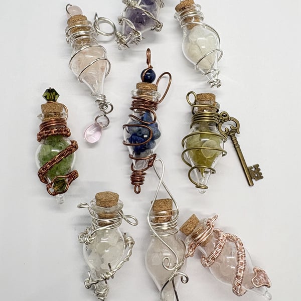 Mini Glass vial filled with semi-precious stones part 2