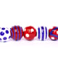 Handmade red, white and blue patterned lampwork glass beads - Image 3