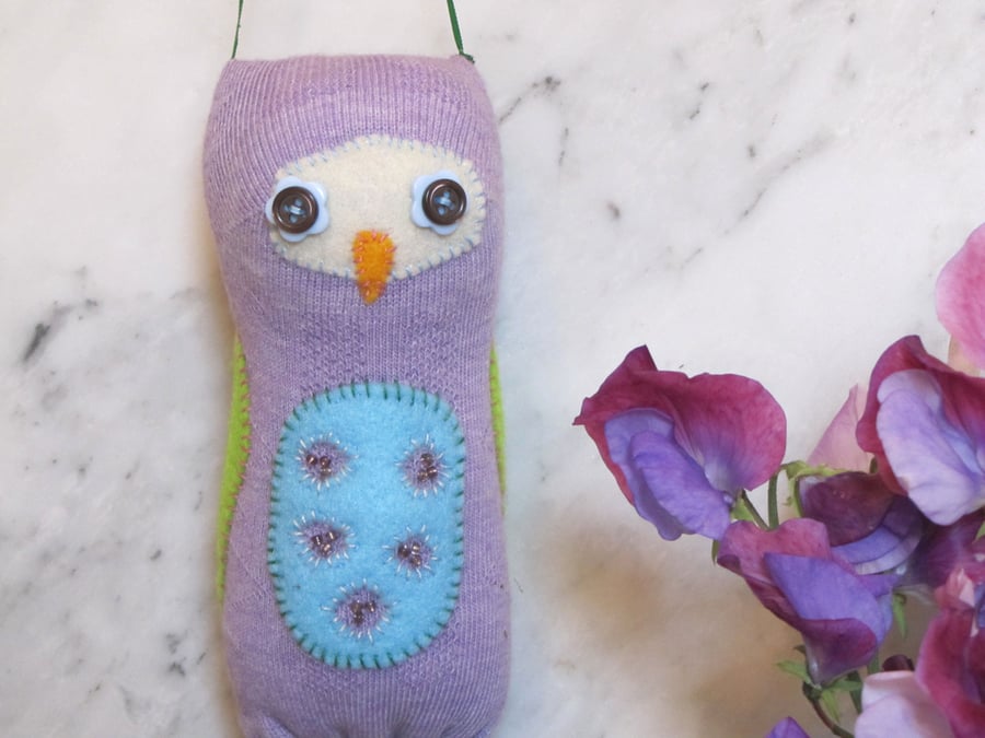 Purple Sock Owl Hanging Decoration
