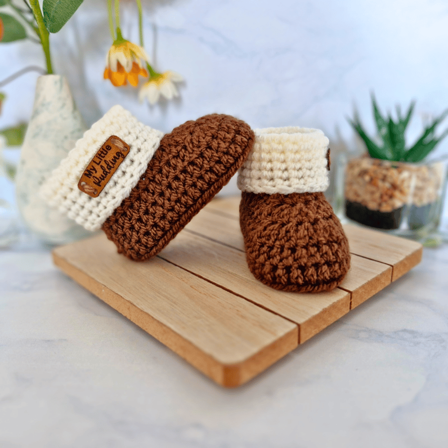 Newborn Crochet Baby Booties - My Little Pudding - CLEARANCE 
