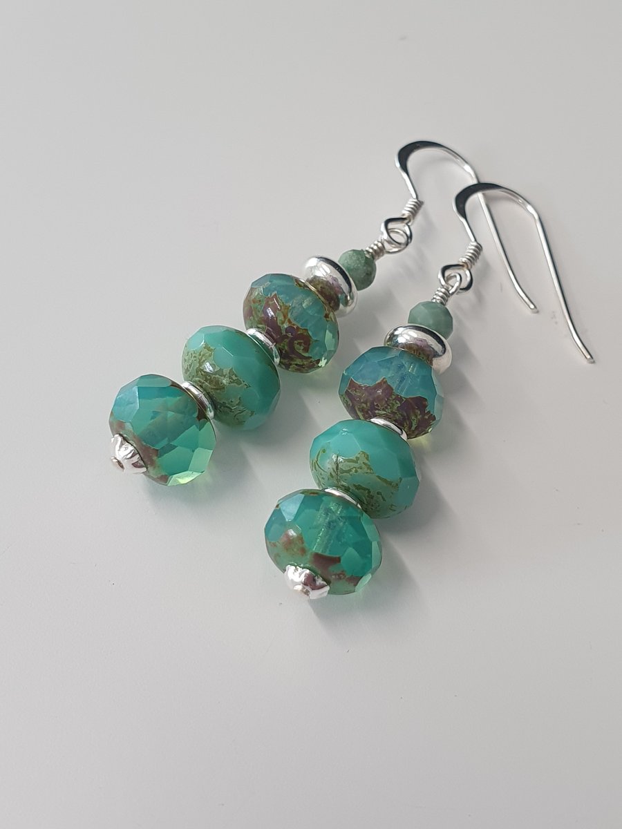 Ocean Drop Earrings in Shades of Turquoise 