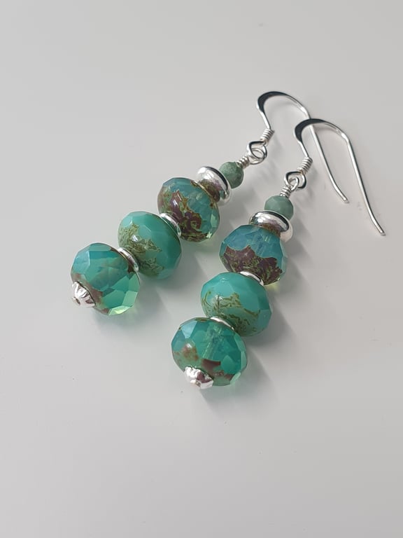 Ocean Drop Earrings in Shades of Turquoise 
