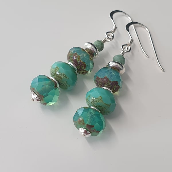 Ocean Drop Earrings in Shades of Turquoise 